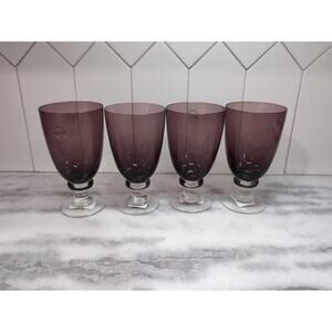Dansk Crystal Madras Goblets Set, Amethyst Purple Iced Tea‎ Glassware, Set of 4